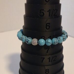 Turquoise Beaded Aura Bracelet with Silver Accent
